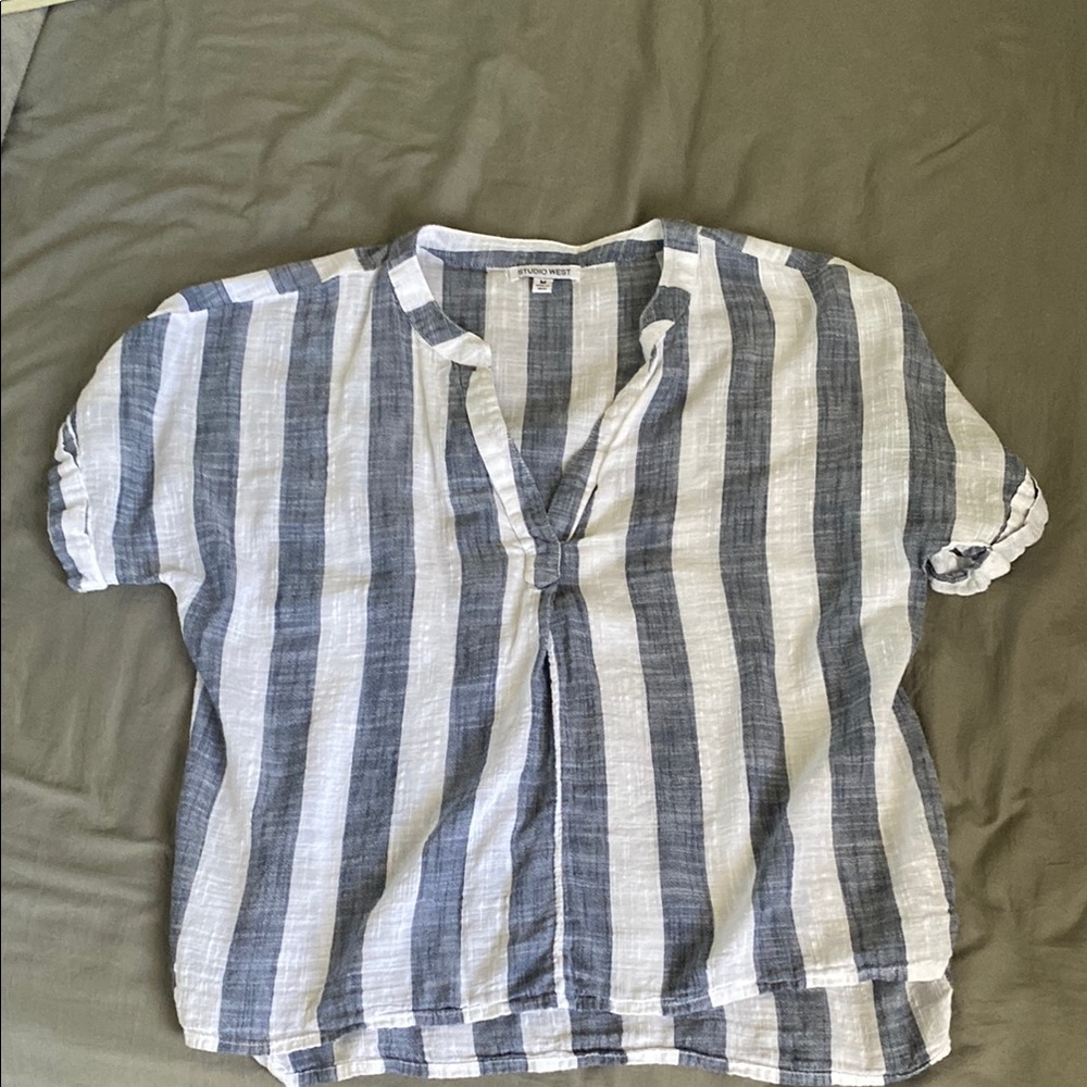 Studio West Blue and White Swim Coverup